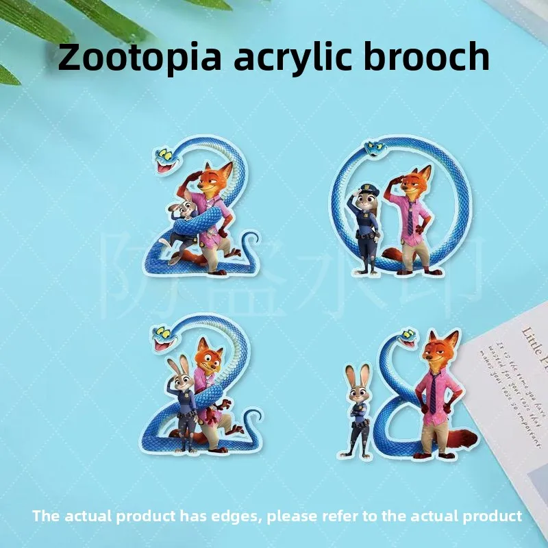 

Товары из фильма Disney Zootopia 2, милая акриловая брошь с героями мультфильмов, креативный персонализированный студенческий рюкзак, кулон, значок, подарок