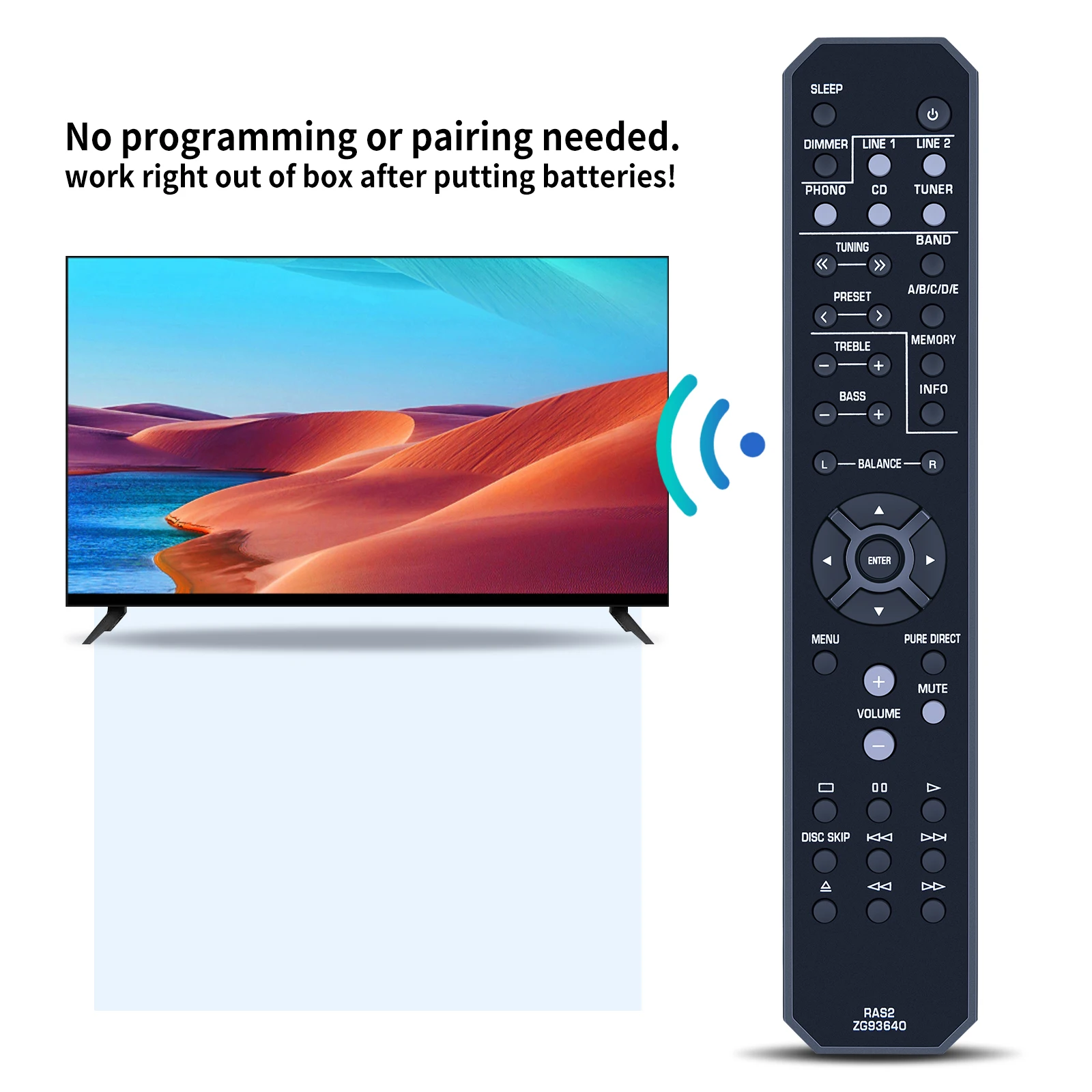 New RAS2 ZG93640 Remote Control For Yamaha A-S201 Natural Sound Integrated Amplifier