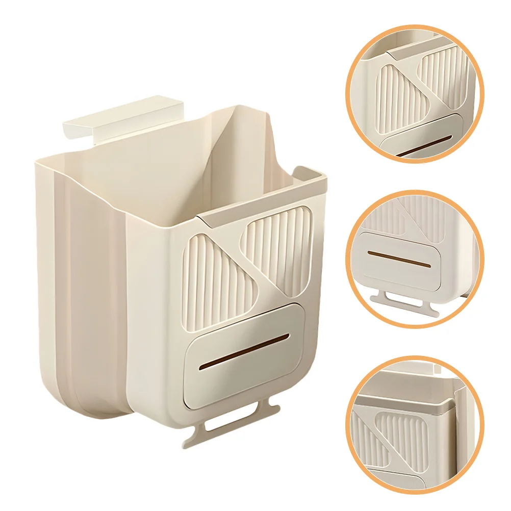 

Kitchen Compost Bin Collapsible Hanging Trash Can Foldable Door Mount Waste Basket Cabinet Kitchen Garbage Container
