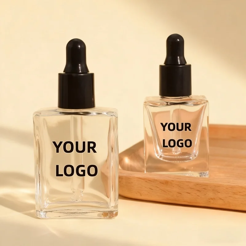 【ロゴカスタム】100個カスタマイズされた10ml/15ml/30ml透明/フロストガラスボトル本体プロフェッショナルビューティーパッケージング素材