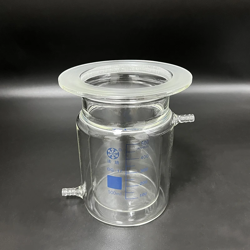 

Double-layer cylindrical flat bottom open reactor bottle,500mL 150mm flange outer diameter,With tick marks,Reaction flask