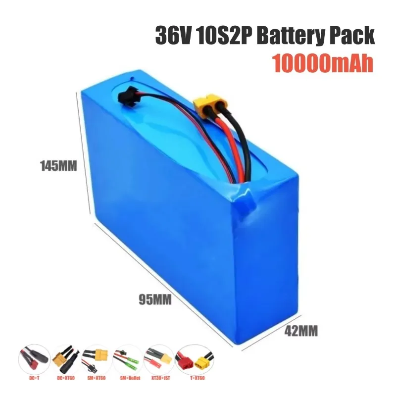 36V 10S2P 10000mAh rechargeable battery with BMS suitable for 42V commuting tools, built-in 18650 lithium battery pack