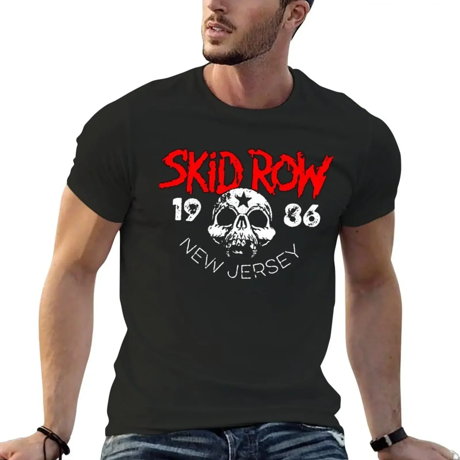 

Skid Row 1986 New Jersey T-Shirt tees vintage summer clothes boys animal print compression shirt men