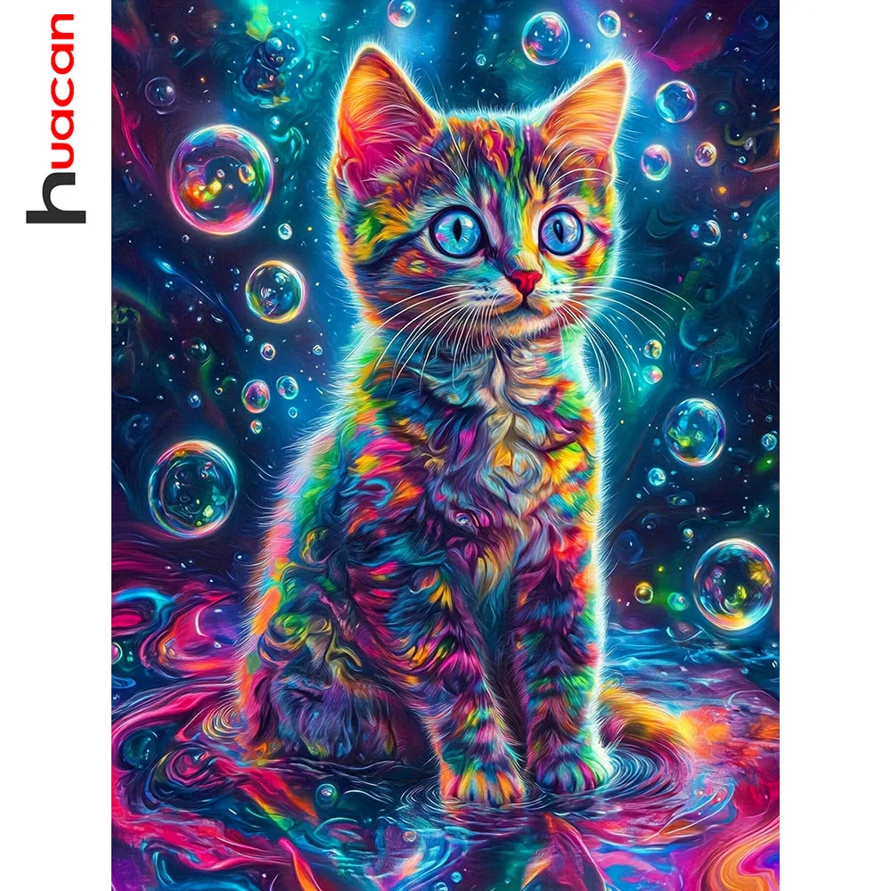 Huacan Neuheiten 2026 Diamantmalerei Bunte Katze Diamant-Mosaik Tier Neu 2026 Strass-Bilder