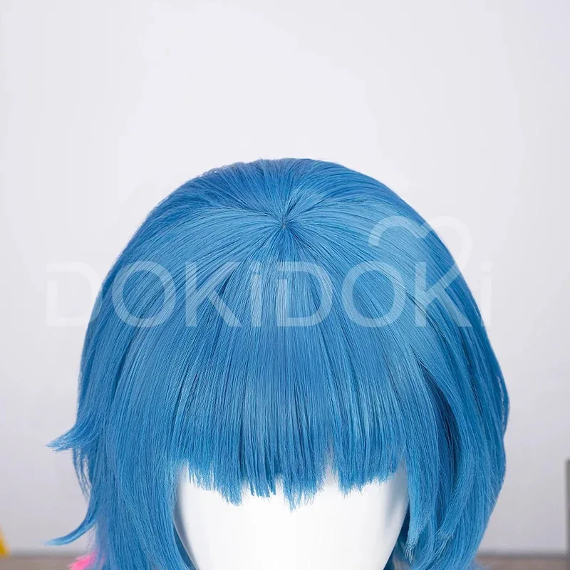 CyGame LoL Arcane2 Jinx Cosplay Perücke Pulver Cos Haar Kurze Perücke Ball Look Blaue Perücke Ekko Für Halloween Party Rolle Spielen Anzug Cospla