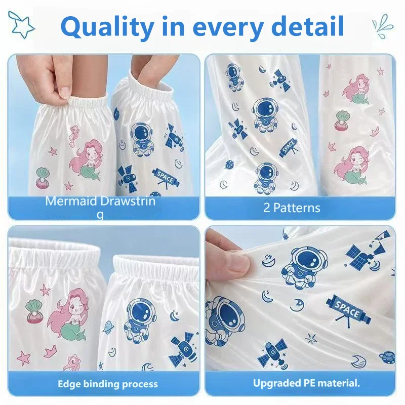 6 Pairs Waterproof Kids Cartoon Shoe Covers Thick Elastic Cuff Non-Slip Sole Children Rain Boot Covers for Stream Wading Beach