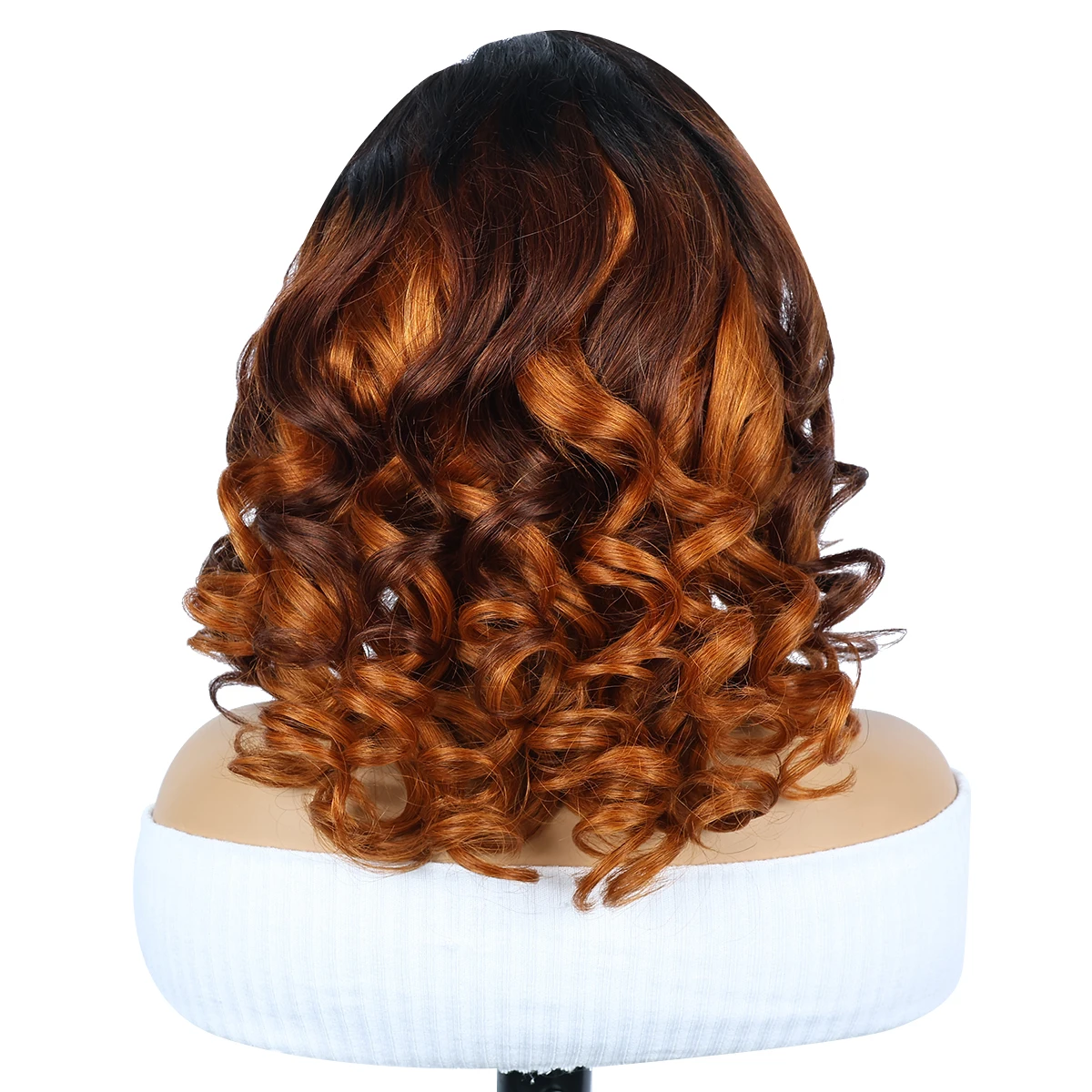Highlight 5x5 Lace Front Human Hair Wig High Density Bouncy 5x5 Lace Closure Wigs Omber Bouncy Curl Human Hair Wig For Women