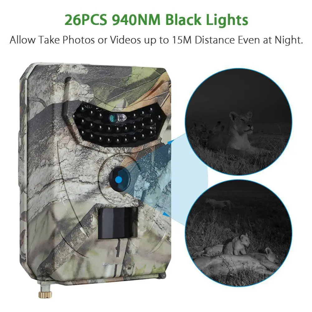 PR100 Trail Camera 940nm Night Vision Infrared LED Hunting Camera 12MP Waterproof Wildlife Video Camera Night Photo Traps