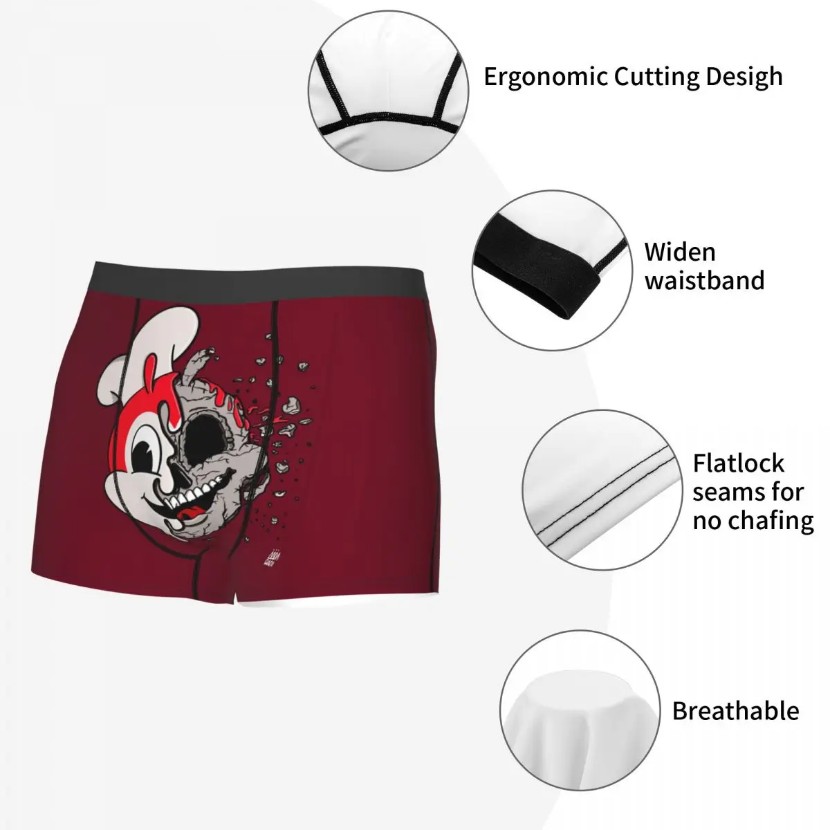 Boxer Mutande Pantaloncini JOLLIBEE ACID POPART REMIX FILIPINO BACKPRINT Mutandine Maschile Ventilare Intimo per Homme Uomo Regali