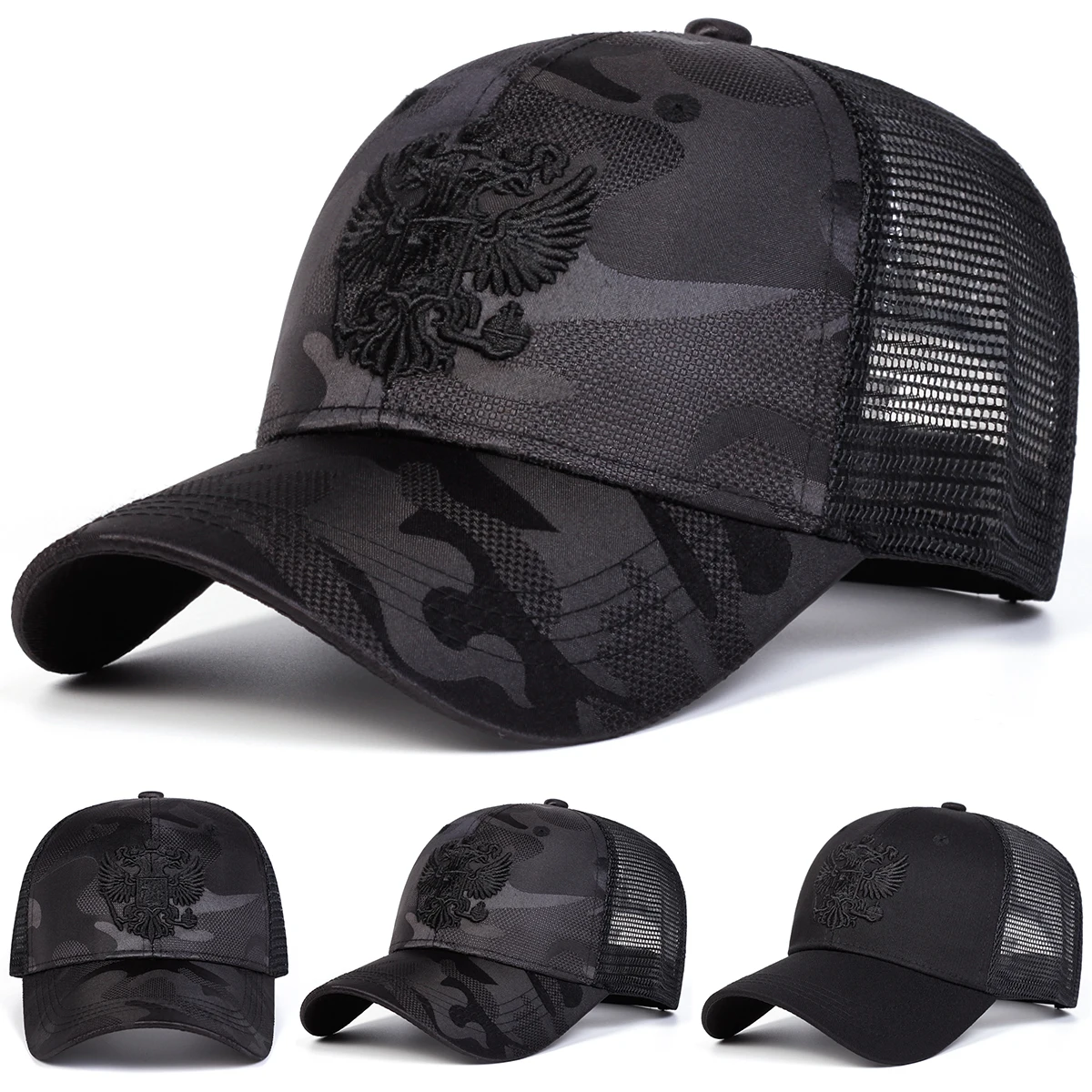 Gorras de béisbol unisex con bordado de águila de doble cabeza, gorras casuales ajustables para primavera y verano, gorra deportiva con protección solar
