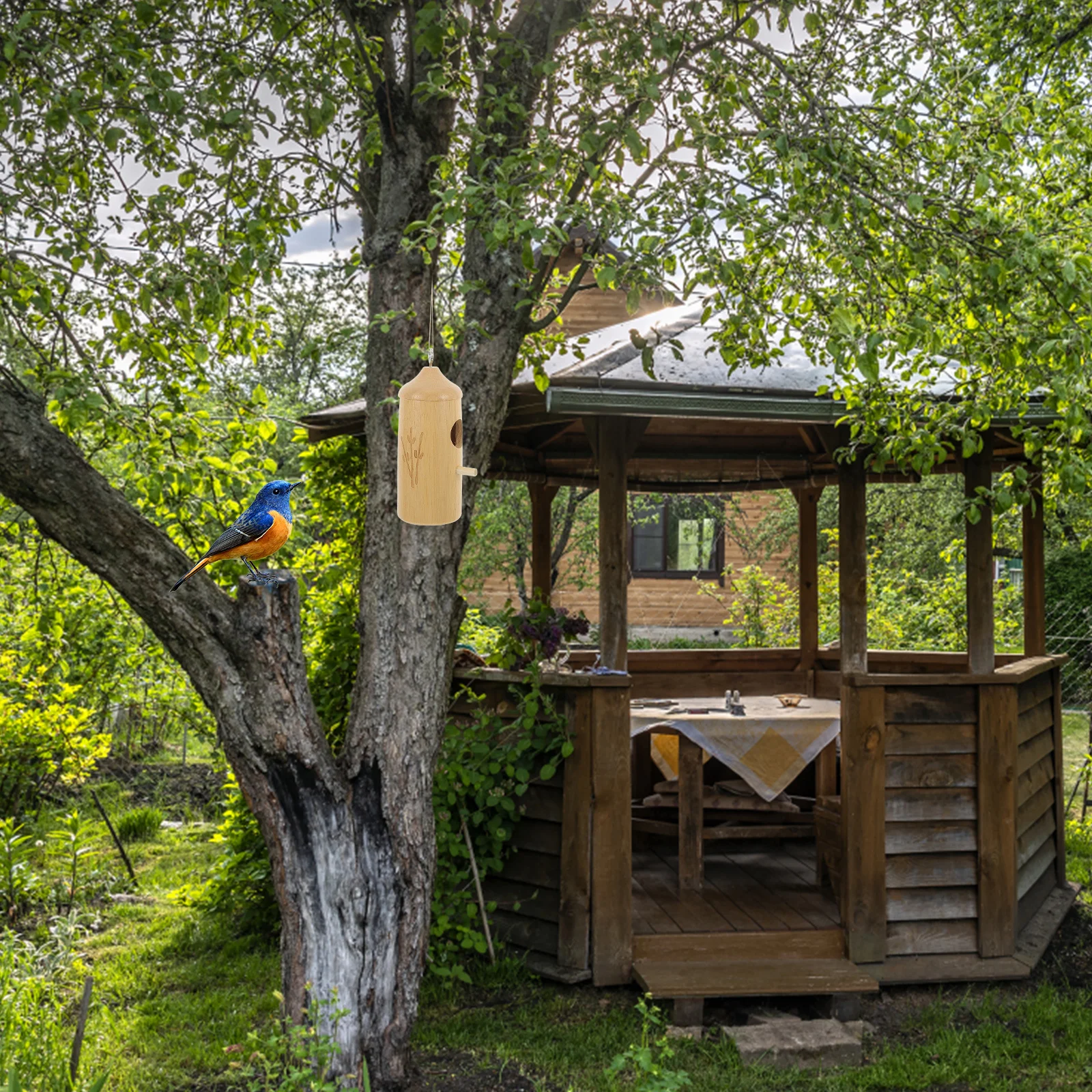 

Wooden Hanging Hummingbird House Multifunctional Durable Outdoor Garden Balcony Nesting Bird Shelter Hummingbird House
