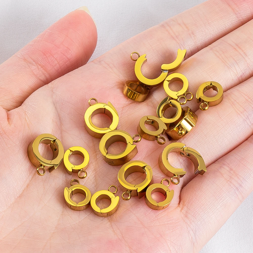 1/2 Stainless Steel Polished Open Jump Ring Clasp Round Leather Cord Bracelet Necklace Connector Positioning Jewelry