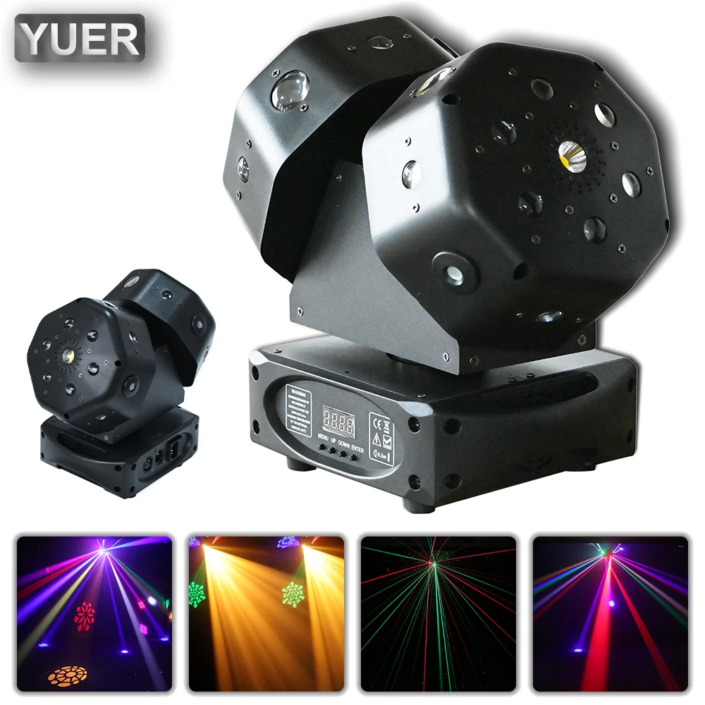 

NEW Mold Double LED Strobe Arm Rotating Moving Head Light With RG Laser Light For DJ Disco Stage Wedding Music Party Bar