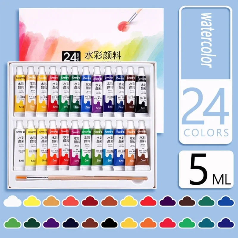 Imagem -03 - Conjunto Pintura Aquarela Tubos Pigmento Guache da Academia Arte 5ml 12 18 24 36 Cores para Estudantes Arte