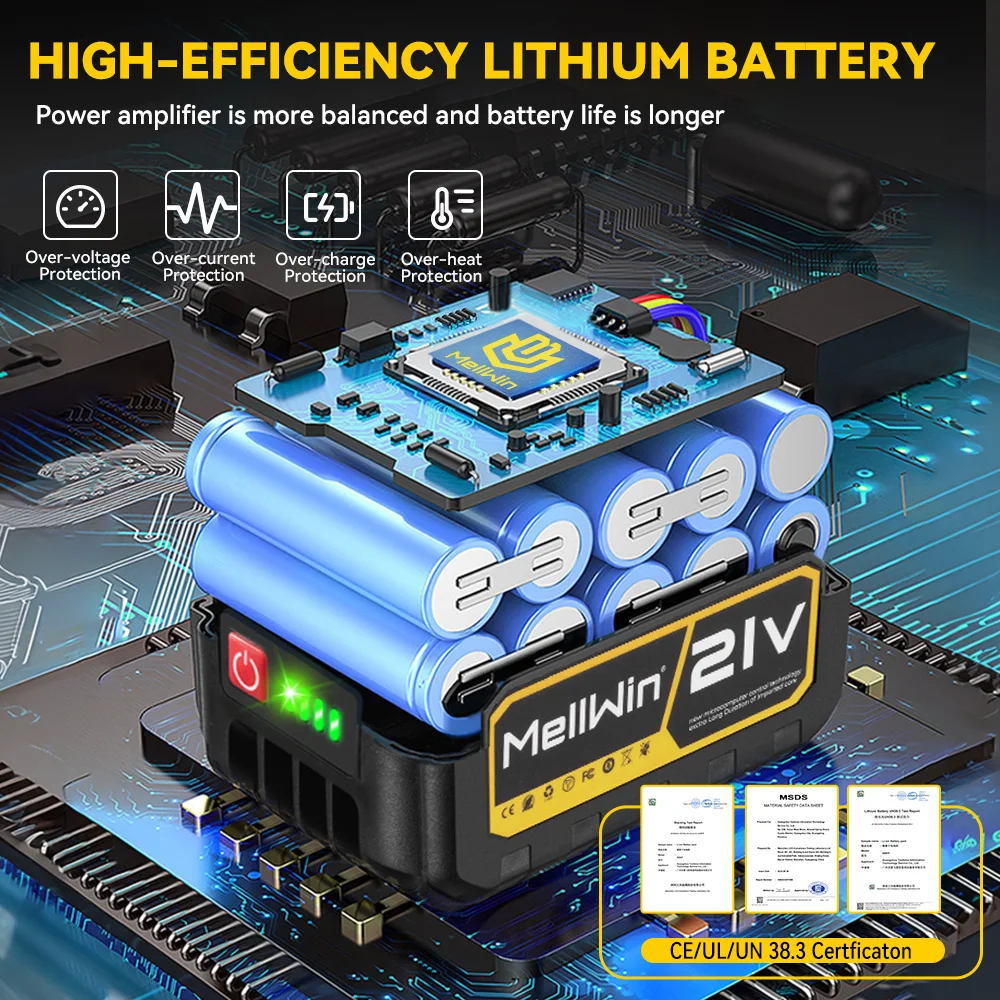 MELLWIN 21V 1500mAh Wiederaufladbarer Lithium-Akku-Pack 5/10/15 Zellen für Makita 18V Akku-Pin Elektrowerkzeuge – Detail 13