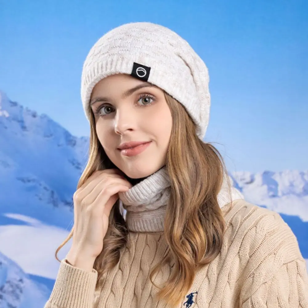 Neck Warmer Winter Beanie Hats Scarf Set Thicken Cold Proof Women Warm Knitted Hat Ear Protection Windproof