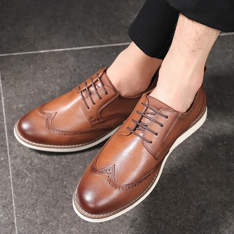 

Men's Classic Retro Brogue Shoes Mens Lace-Up Leather Dress Business Office Flats Men Wedding Party Oxfords EUR Sizes 39-46