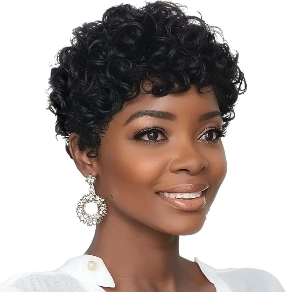 

Парики ручной работы из синтетики, Короткие Черные Кудрявые Парики фальшивой, черные женские волнистые парики с вырезом фальшивой, короткие синтетические парики фальшивой для черных