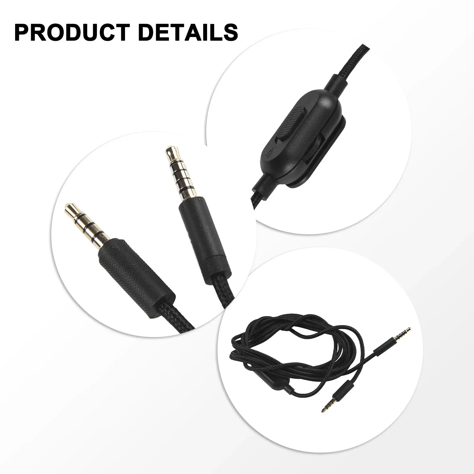 AUX Cable Braided Replacement Cable Extension Cord Wire For Logitech G433 G233 G Pro X Gaming Headset With Mute Volume Control