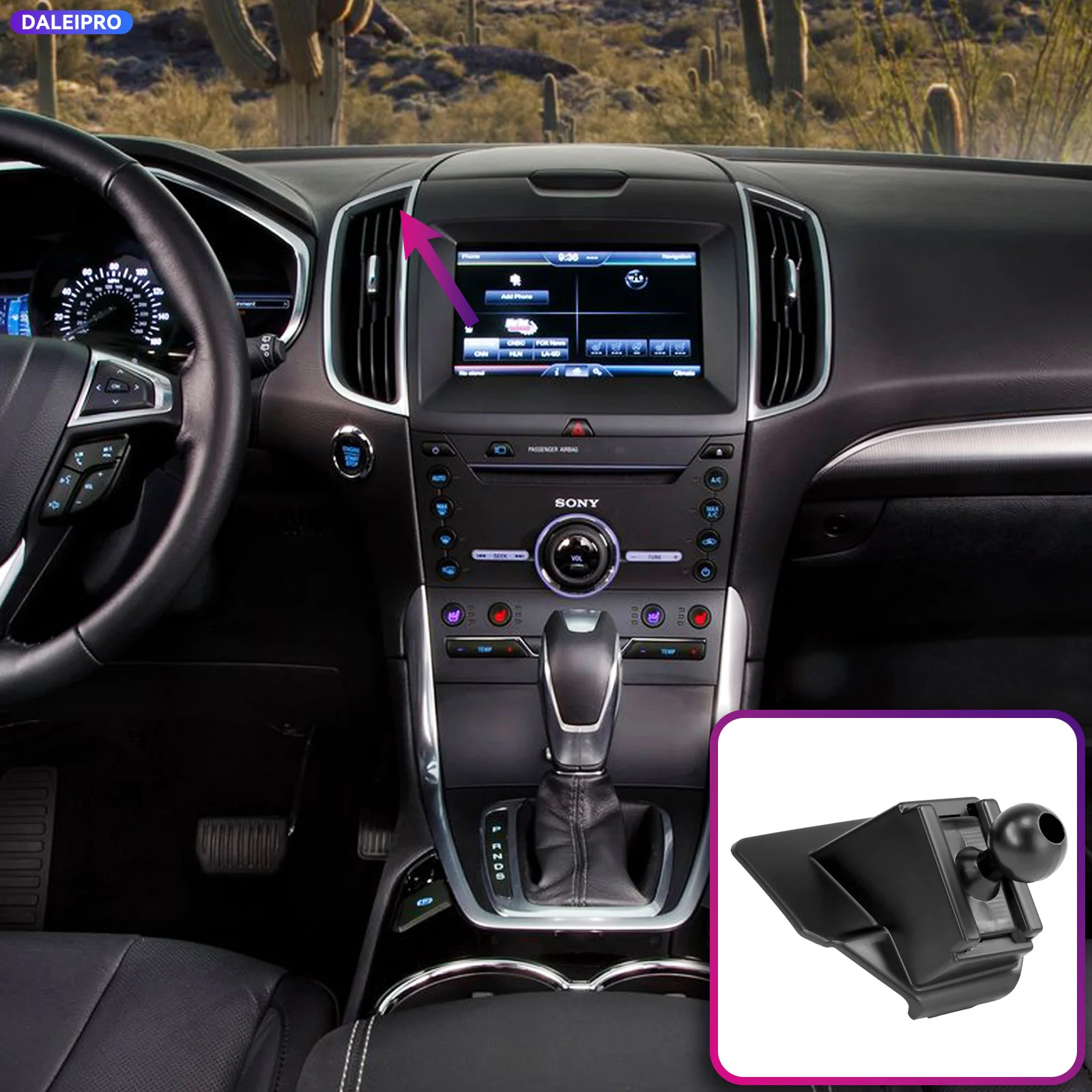 

For Ford Edge 2015 2016 2017 2018-2024 Vehicle-Specific Phone Holder Base Smart Car Phone Mount 66W Charging Holder Accessories