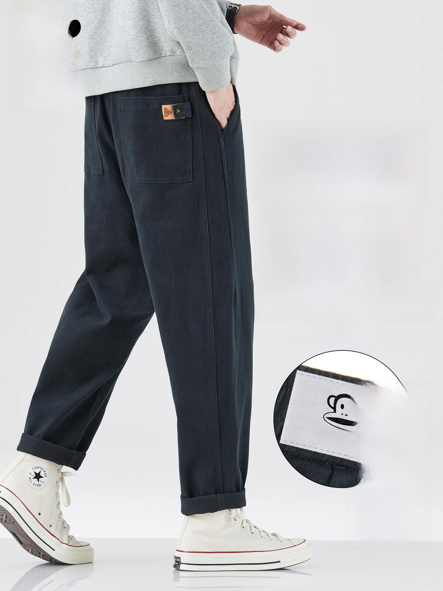 

Мужские повседневные брюки Paul Frank с флисовой подкладкой, свободные, прямого кроя, зауженные к низу, весенние