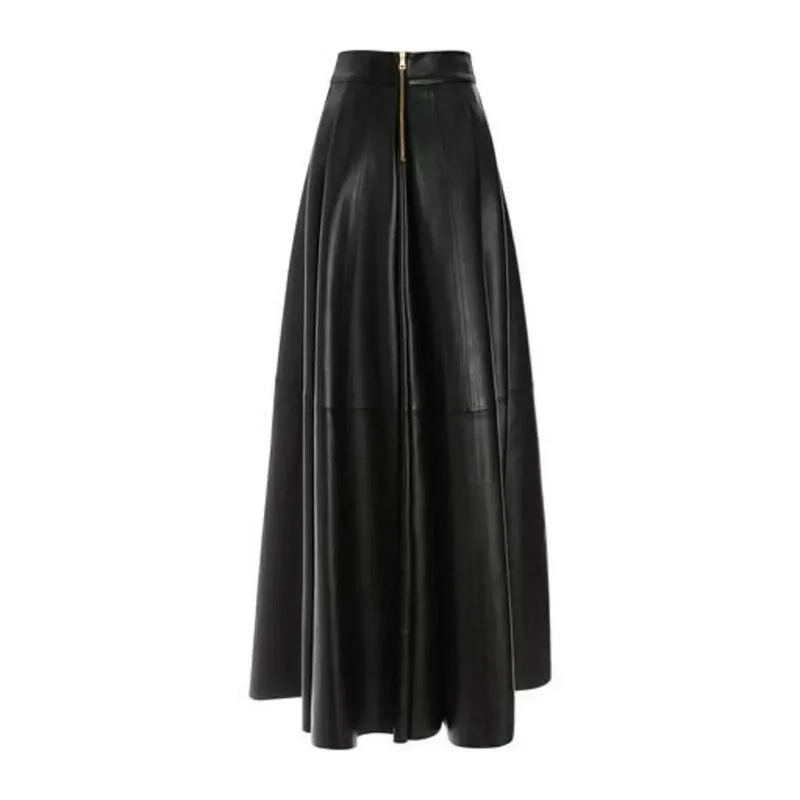 Women's Leather Skirt 100% Genuine Leather Long Skirt European and American Fashion Trend