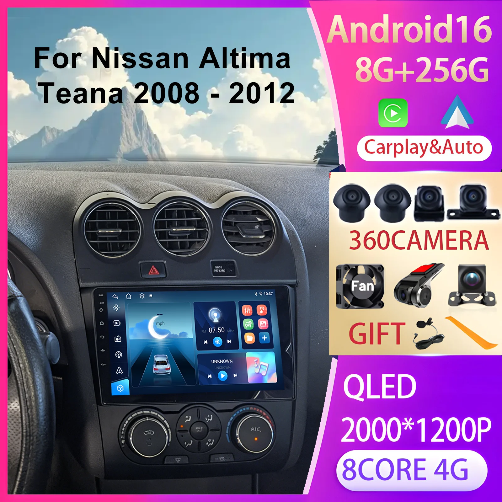 

Carplay Auto Multimedia Stereo Video Player NAVI GPS 4G WIFI Head Unit For Nissan Altima Teana 2008-2012 DSP FM Bluetooth Radios