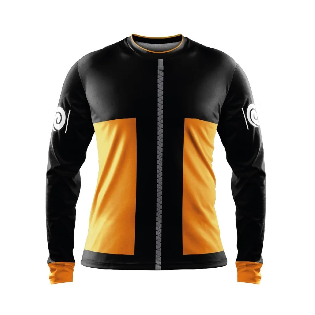 Shippuden Naruto Uzumaki Classic Outfit Adult Kids Long Sleeve T-Shirt Family Summer Breathable Quick-drying Casual Streetwear
