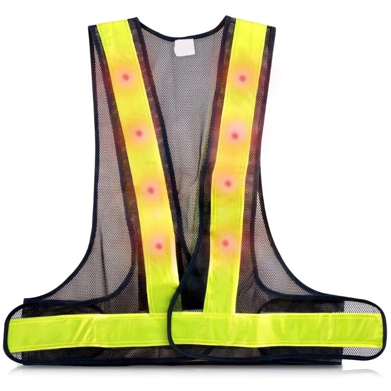 

Светоотражающий жилет с LED-подсветкой для безопасности, сигнальный жилет для дорожных работ, уличный, ночной, предупредительный, с отражателями