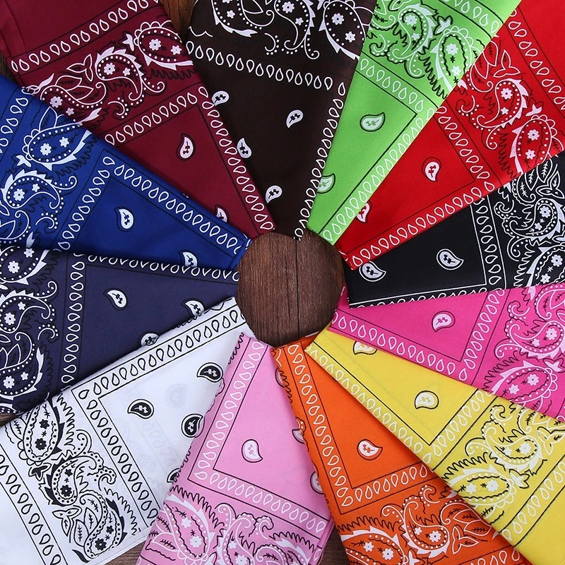 1pc Trendy Hip Hop Bandana – 55x55cm Square Scarf with Black and Red Paisley Print Stylish Headband for Women Men Boys and Girls