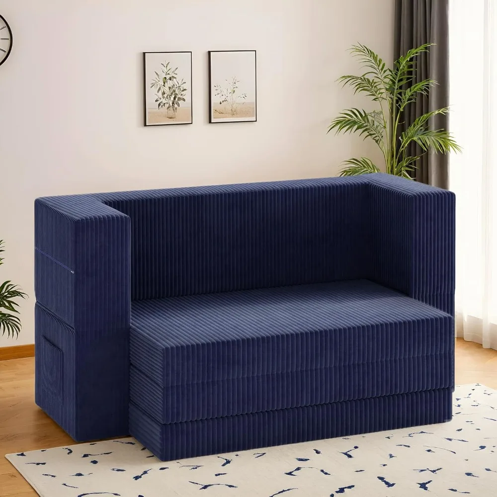 كرسي نوم 3 في 1 قابل للتحويل مع مسند للذراعين ودعم للظهر، وسرير أريكة قابل للطي، وأريكة فوتون أرضية، مرتبة قابلة للطي، وأريكة كسولة