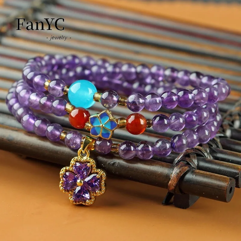 Natural Purple Crystal Bracelet Single Circle DIY PiXiu Necklace Exquisite Fashion Men's and Women's Jewelry Holiday Gifts