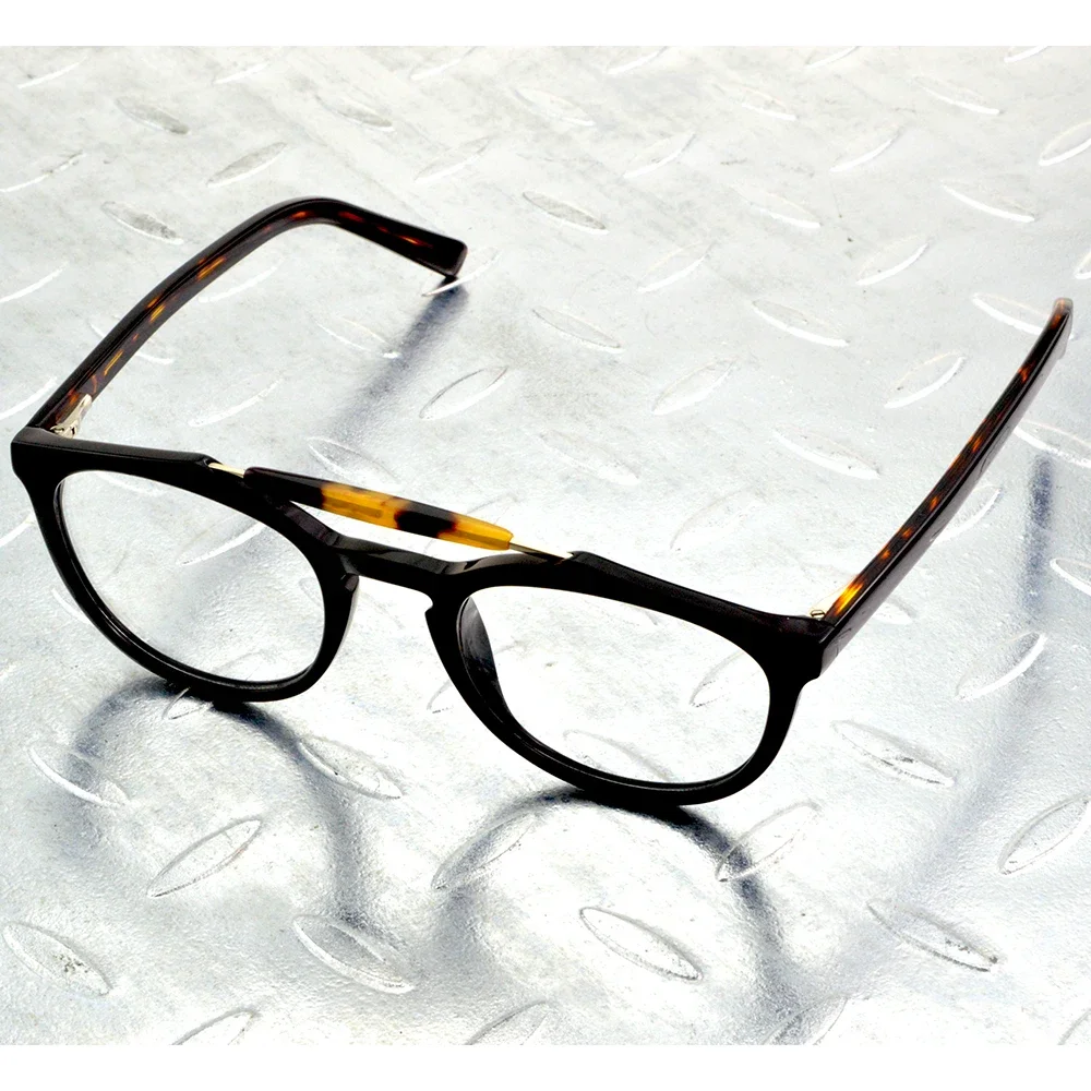 High-grade Acetate Double Bridge Leopard Round Retro Men Women Full-rim Optical Glasses Frame Eyeglasses Eyeframe Eyewear