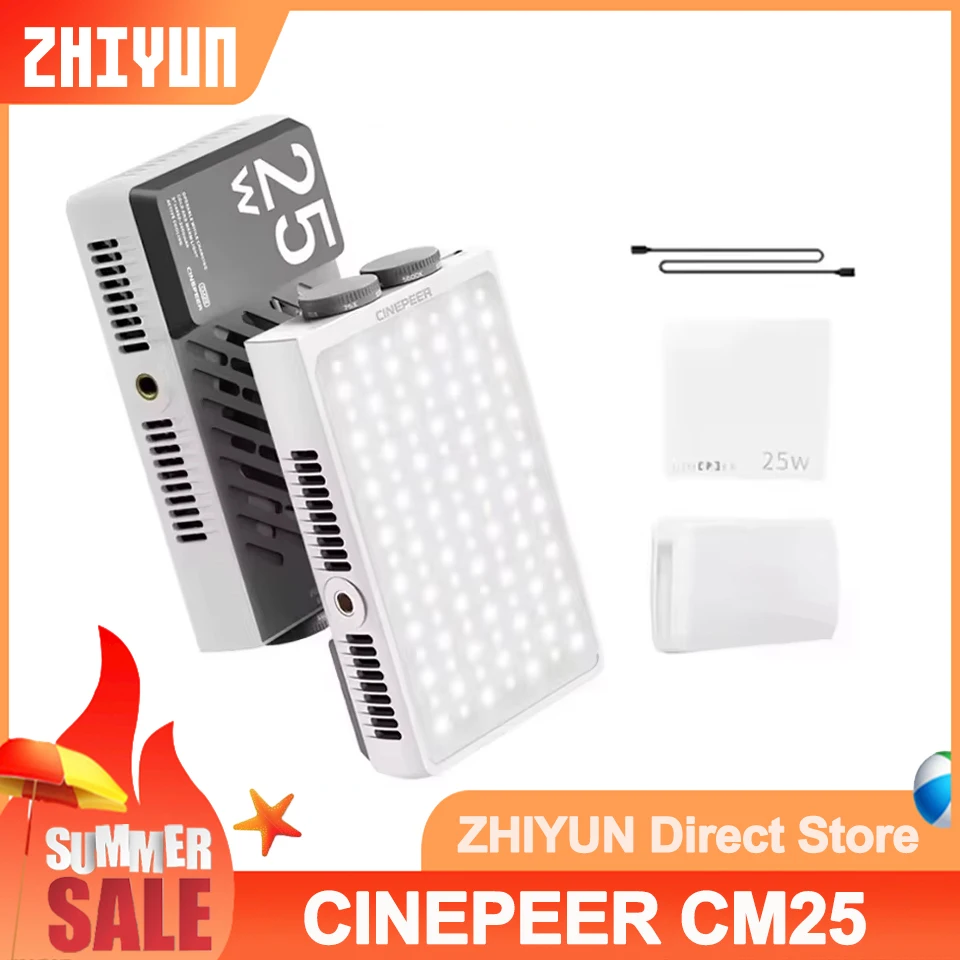 

ZHIYUN CINEPEER CM25 25W Bi Color 2700K-6200K Mini Handheld Shooting Lighting Fill Light for TVC Vlog Outdoors Store Tour