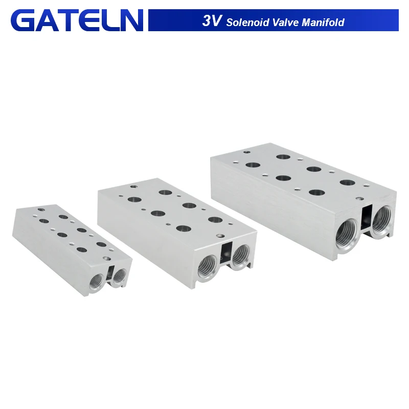 

3V100M 3V200M 3V300M Manifold Valve Plate Base Air Exhaust for Solenoid Valves 3V110-06 3V210-08 3V310-10