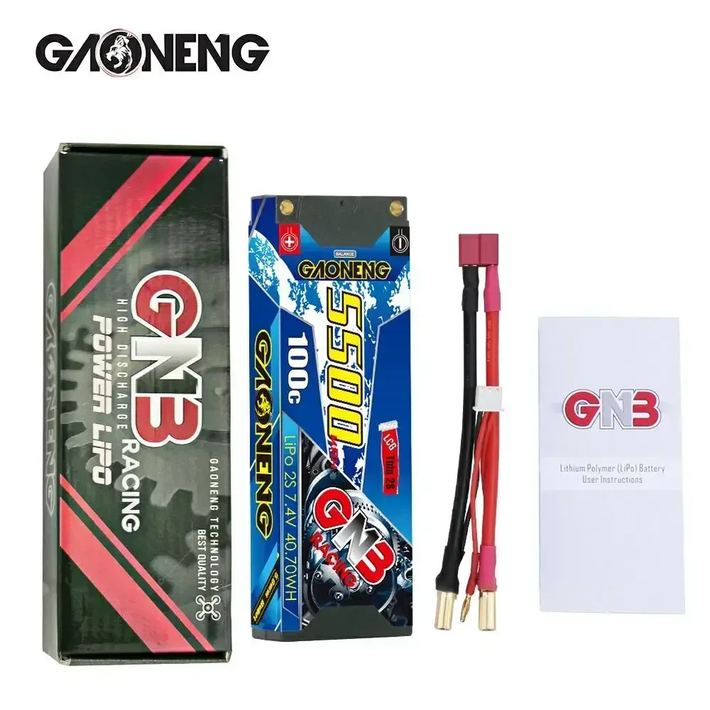 GAONENG GNB 5500 mAh 2S1P 7,4 V 100 C Low Profile Hardcase LCG Thin 2S Lipo Batterie mit 5,0 mm XT60 Stecker für 1:10 RC Rennwagen Boot