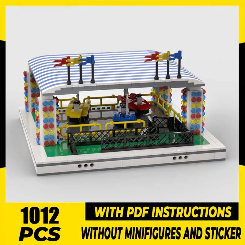 

City Street View Moc Building Blocks Bumper Cars for Modular Amusement Park Model Technology Bricks DIY Assembly Holiday ToyGift