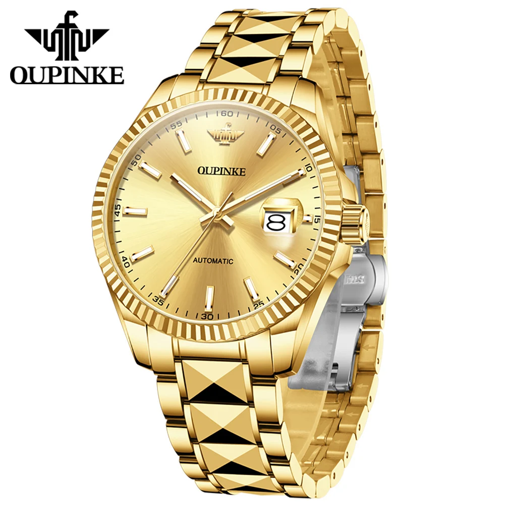 OUPINKE Mens Watches Luxury Imported Movement Mechanical Watch 50M Waterproof Automatic Day-Date Watches For Men Clock 3329