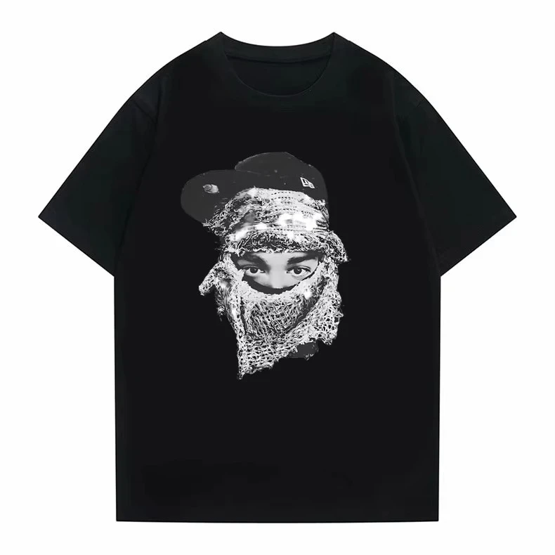 مغني الراب ييت الوجه الجرافيك تي شيرت مطبوع الصيف الرجال الهيب هوب عادية المتضخم تي شيرت الشارع الشهير الذكور موضة العلامة التجارية خمر التي شيرت