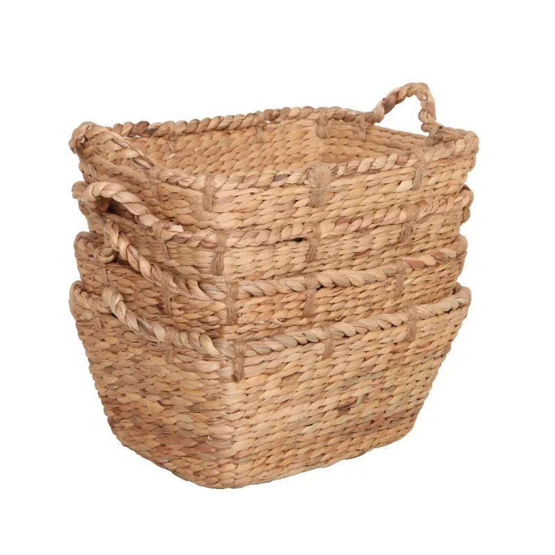 

Rectangular Water Hyacinth Basket, Set of 4