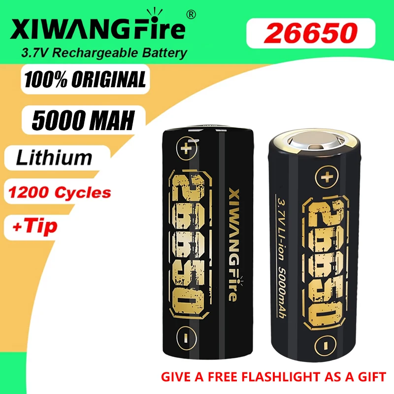 

Xiwangfire 5000mAh Charger Battery 26650 Power Supply Lithium Battery Used for Outdoor Flashlight Camping Equipment Working Lamp