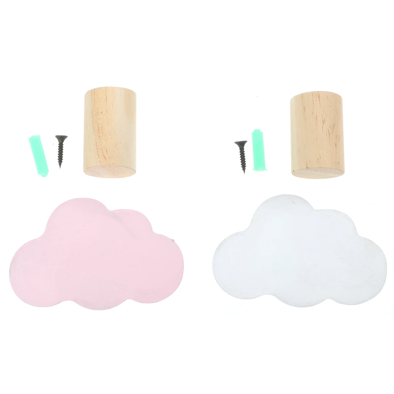 

2Pcs Lovely Cloud Shaped Wooden Hooks Wall Ornaments High End Material Practical Gift Idea Household Cloud Shape Wall Decors