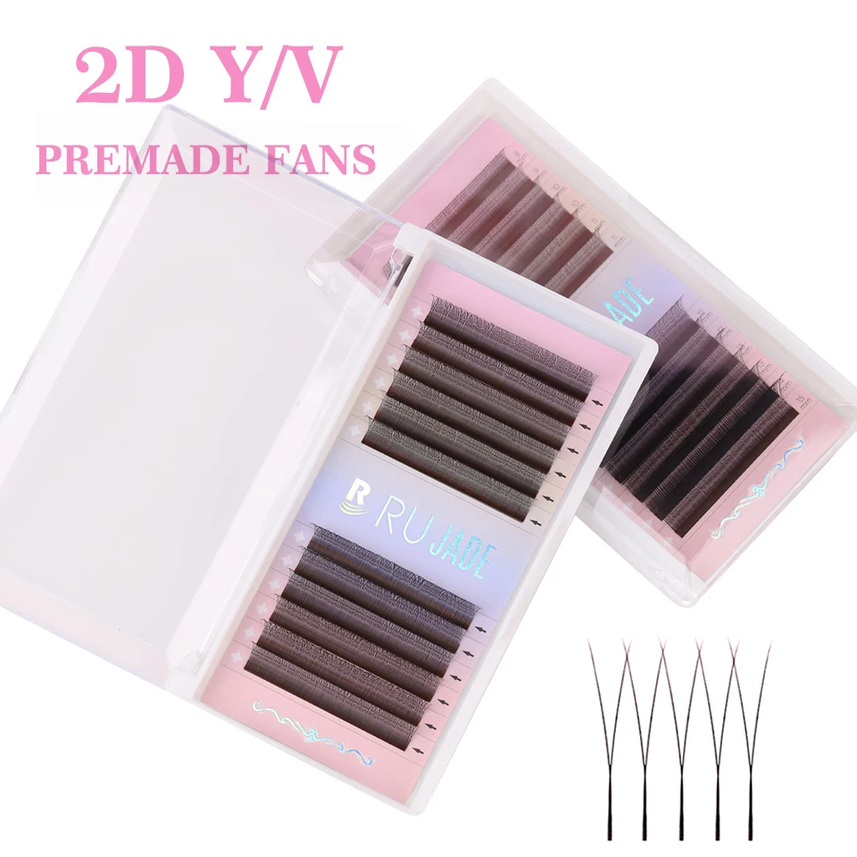 2D Y Shaped Lashes Eyelash Extension 3D 4D W Shaped Premade Russian Volume lashes Faux Mink Soft Light Natural Cross YY Lash