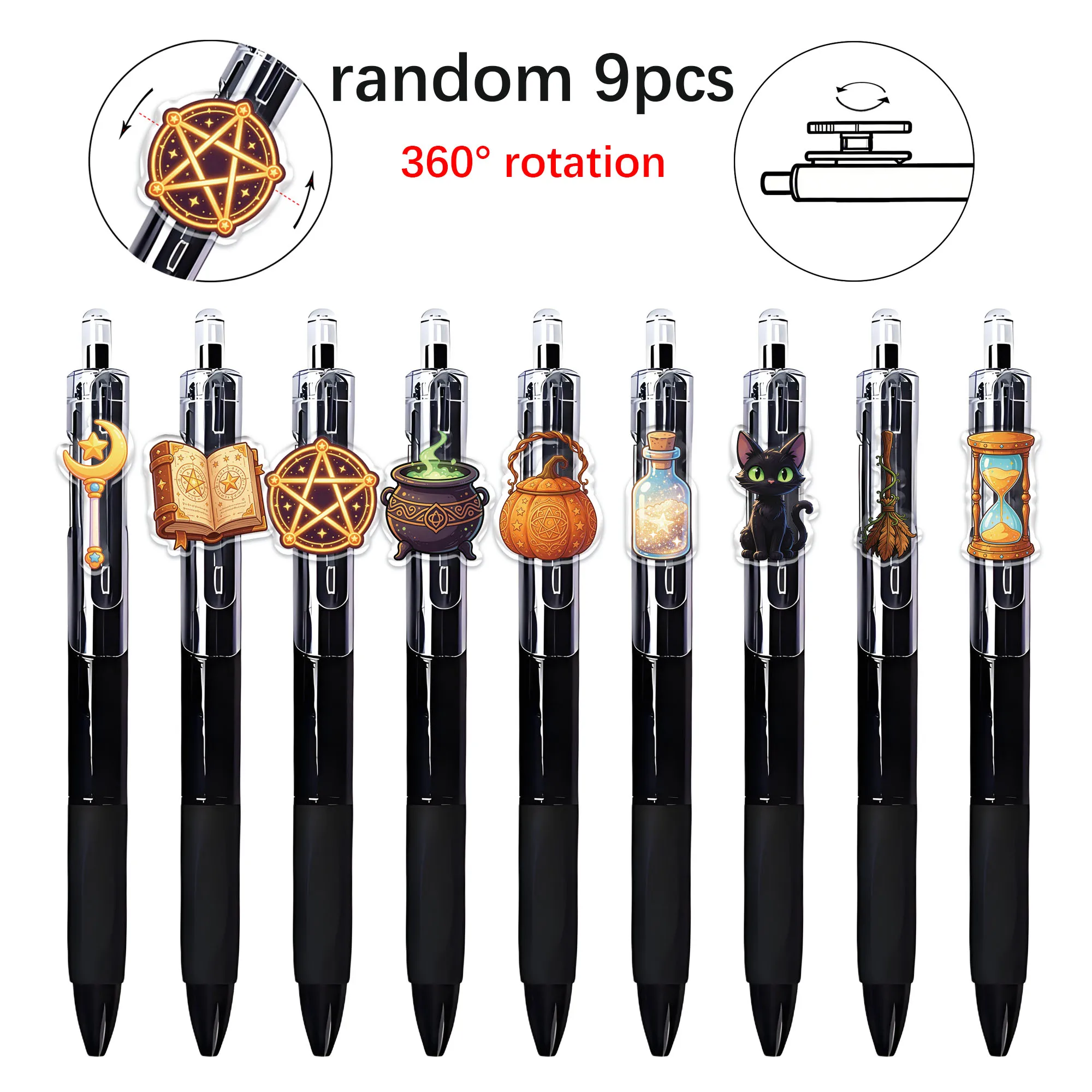 9pcs Rotating Magic Artifact Ballpoint Pen Pattern Random