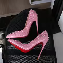 New Sexy Purple Inlaid Fashion High Heels Pink Rivet Professional Office Women's Shoes 12cm Large Temperament Single Shoes - AliExpress