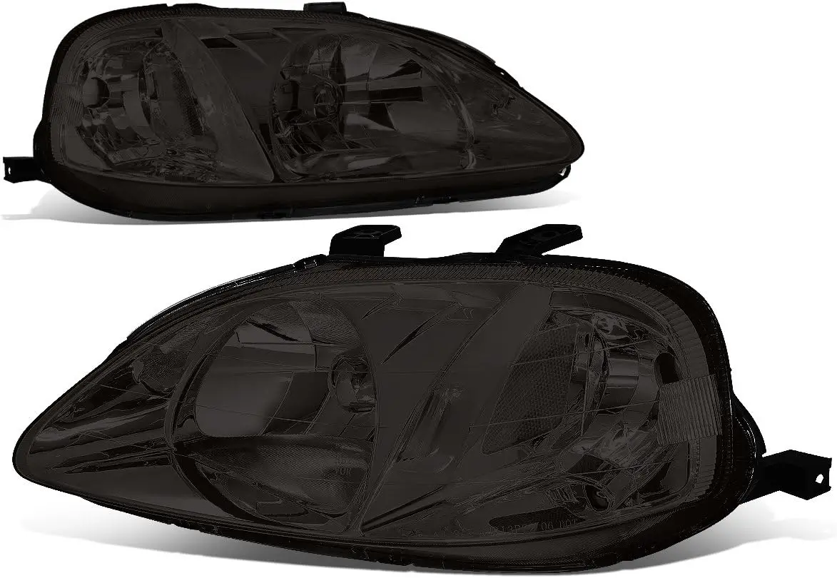 

Headlights Assembly Compatible with 1999 2000 Honda Civic EJ EK EM, Driver and Passenger Side Halogen Headlamps Replacement, HO2