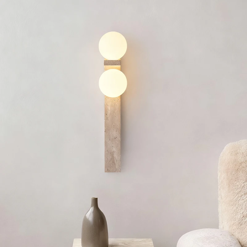 وابي سابي نمط الدرج الأصفر الترافرتين الجدار ضوء غرفة نوم ممر الممر الزجاج الجدار مصباح #4