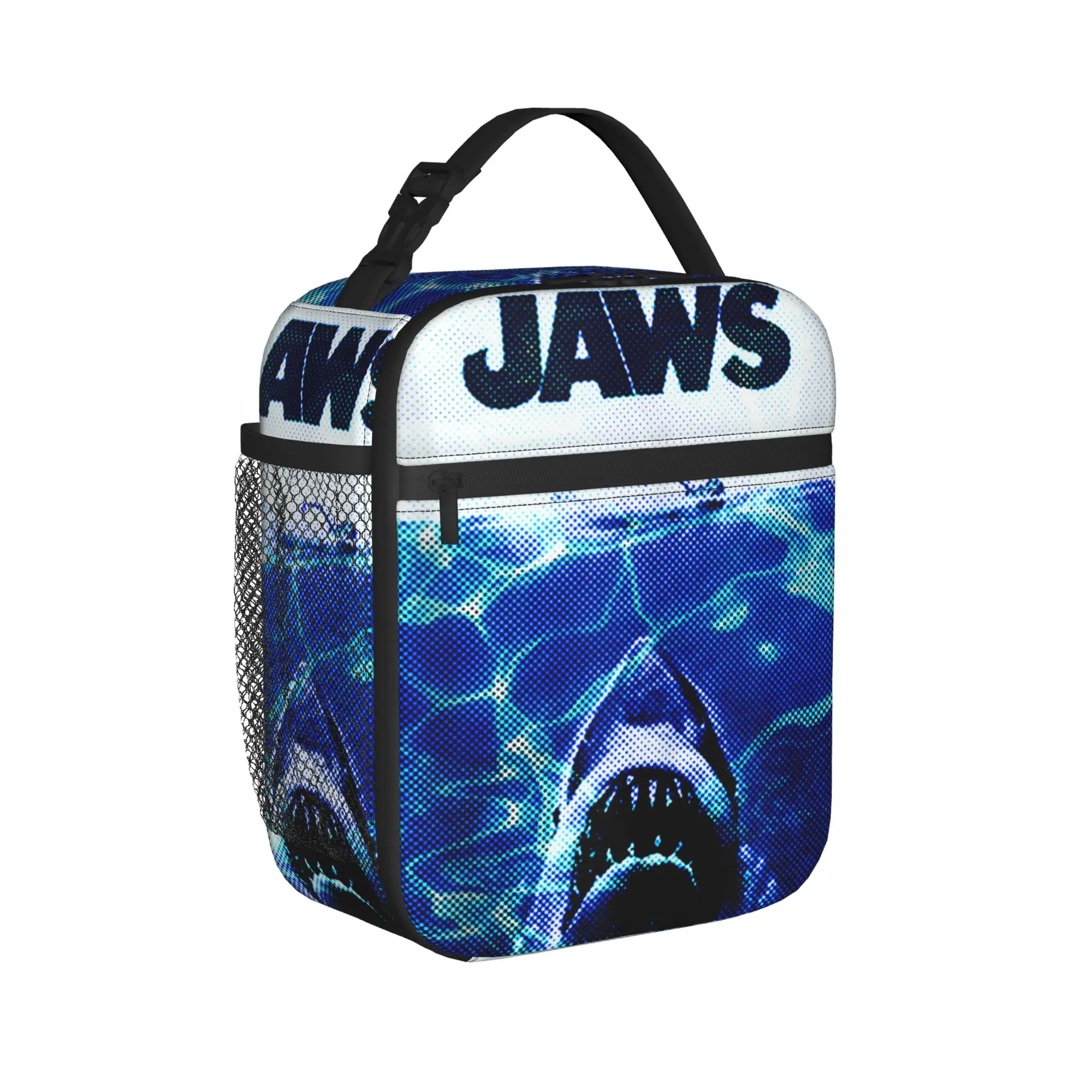 Jaws 50th Anniversary Poster Blue Lunch Bag  Casual Lunch Box For Girls  Outdoor Picnic Cooler Bag Waterproof Tote Food Bags