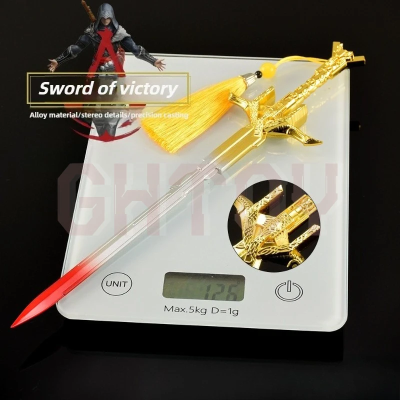 30cm/11.81in Game Peripherals Hall of Valor Sword of Oath of Victory Metal Weapon Models Real Steel Swords Crafts Boy toys Gifts