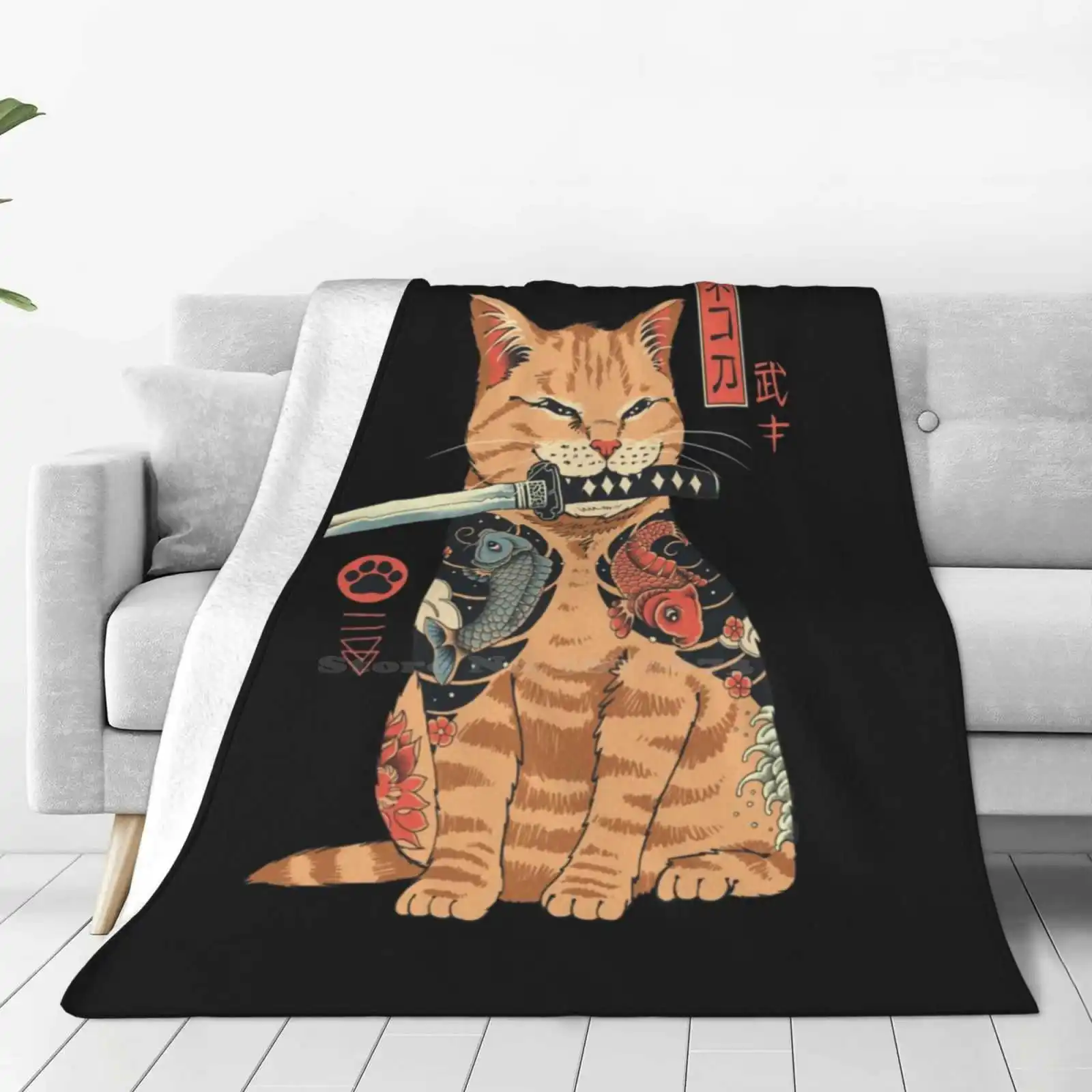 

Catana Top Quality Comfortable Bed Sofa Soft Blanket Cats Samurai Tattoo Yakuza Katana Catana Japanese Art Original Art Animals